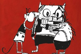 Bilete viser omslaget til boka Heavykatten, Discodansemusa og Pinnsvinet Phillip av Roald Kaldestad.